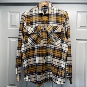 Dogg Supply Flannel Shirt Size XL By Snoop Dogg Yellow Black White Plaid